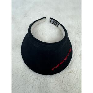 Vintage Corvette Black Embroidered Visor Fersten Worldwide 100% Cotton